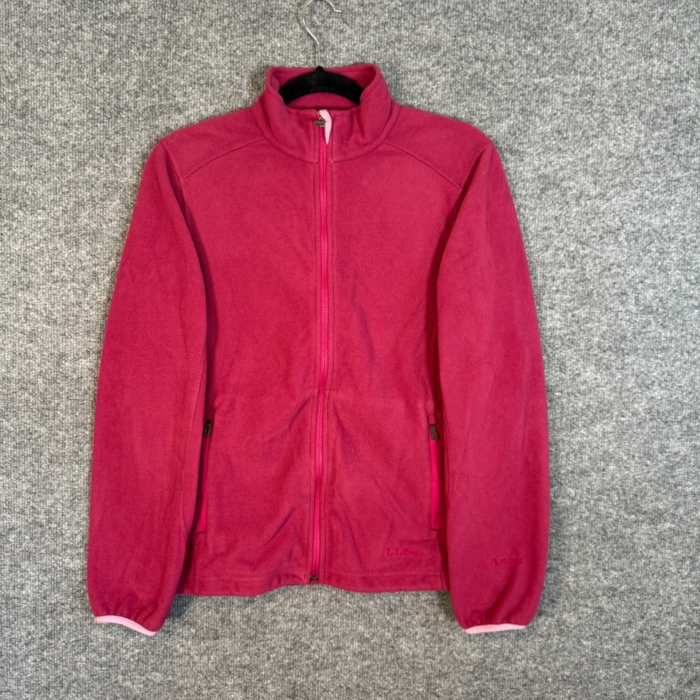 L.L Bean Sweater Womens Small Pink Full Zip Up Fleece Sweatshirt‎ Outdoors